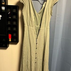 Altar'd State Sage Button-Front Maxi Dress